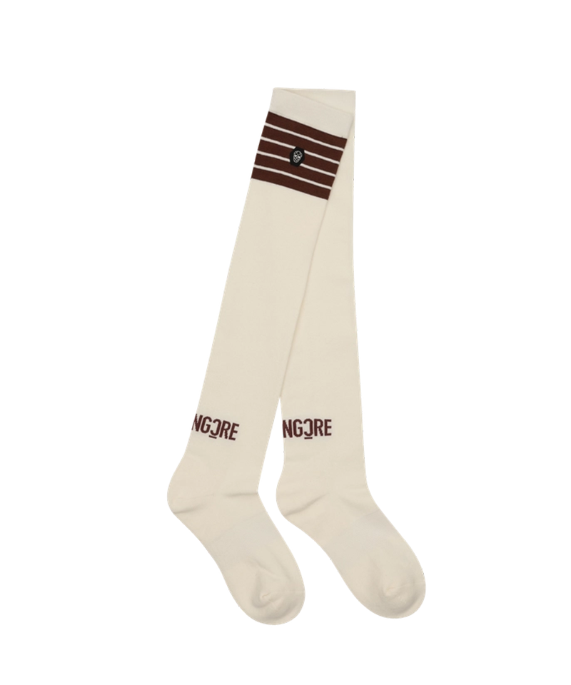 Amazing Cre 5 Stripe Over Knee Socks - Cream