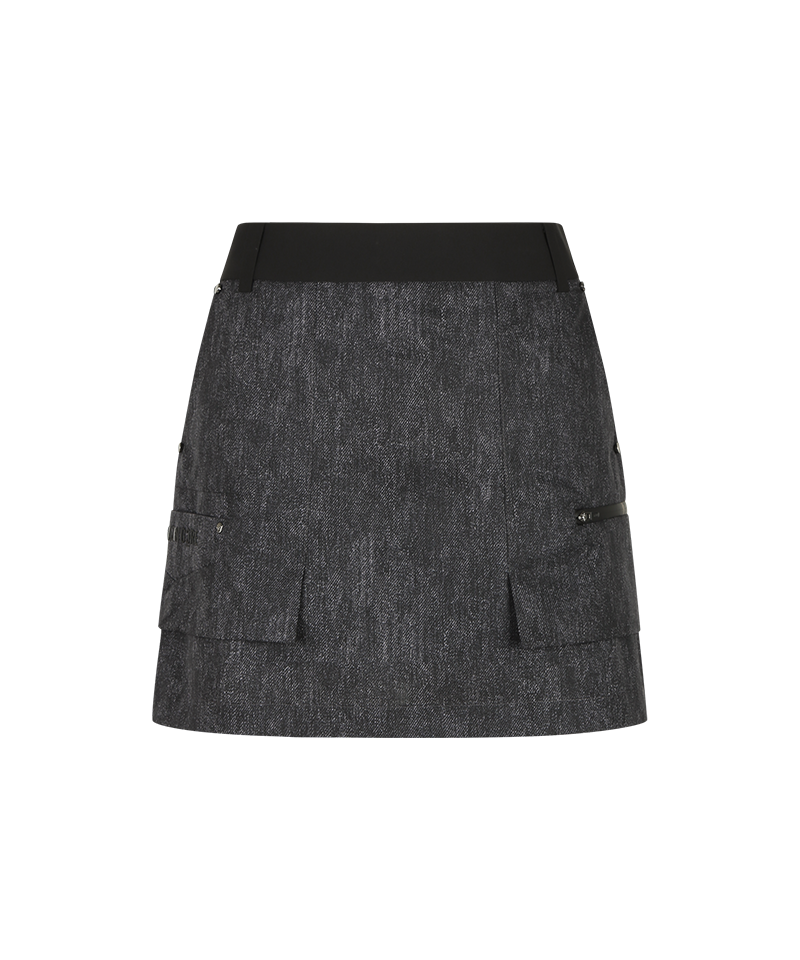 Amazing Cre Women's Engineered Indigo Cargo Skirt - Grey