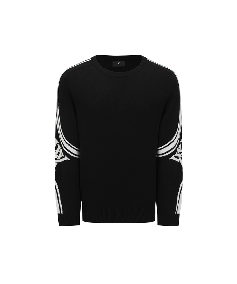 Men's Logo Sleeve Crewneck Sweater - Black