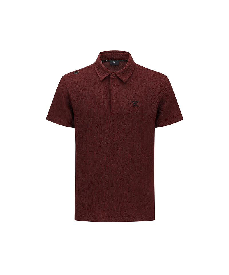 Men's Wave Textured Transition Short Sleeve T-Shirts - Burgundy
