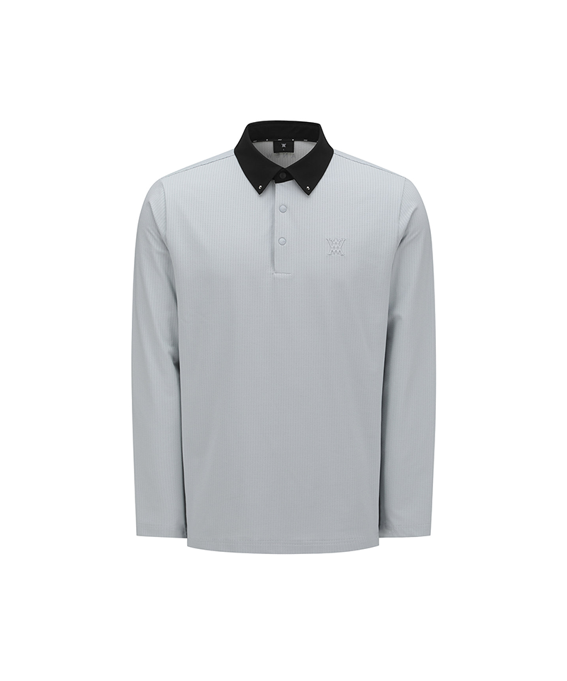 Men's Contrast Collar T-Shirt - Light Grey