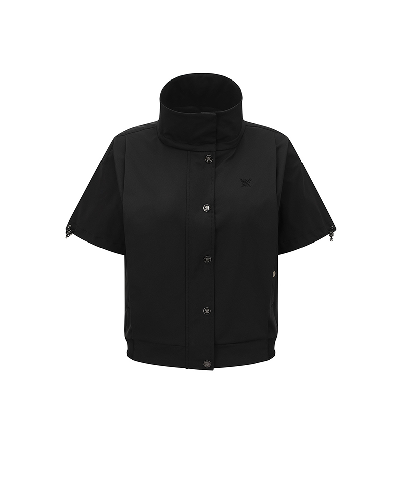 Women's Short Sleeve Hooded Anorak Set - Black