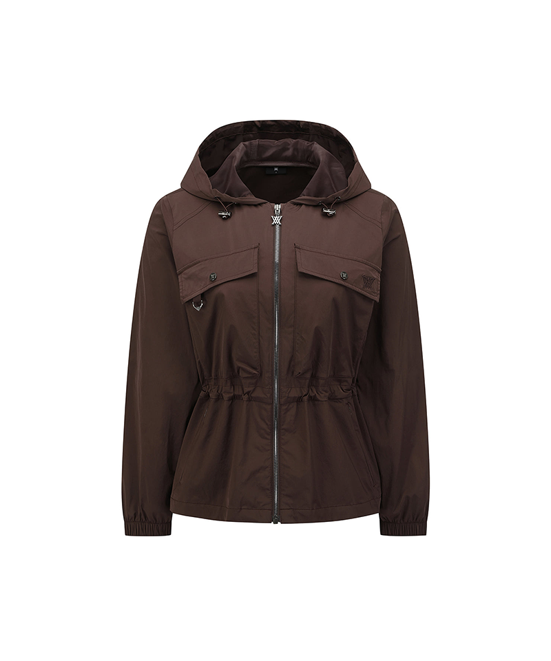 Women's Hooded Utility Safari Jacket - Brown