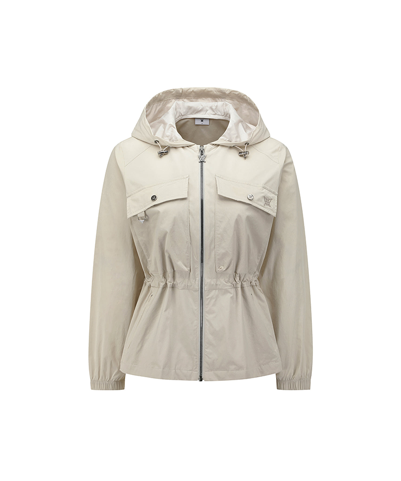 Women's Hooded Utility Safari Jacket - Light Beige