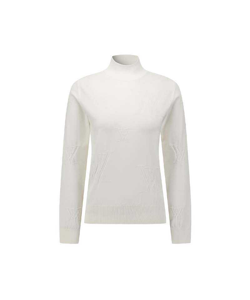 Women's Logo Pattern Turtleneck Sweater - Off White