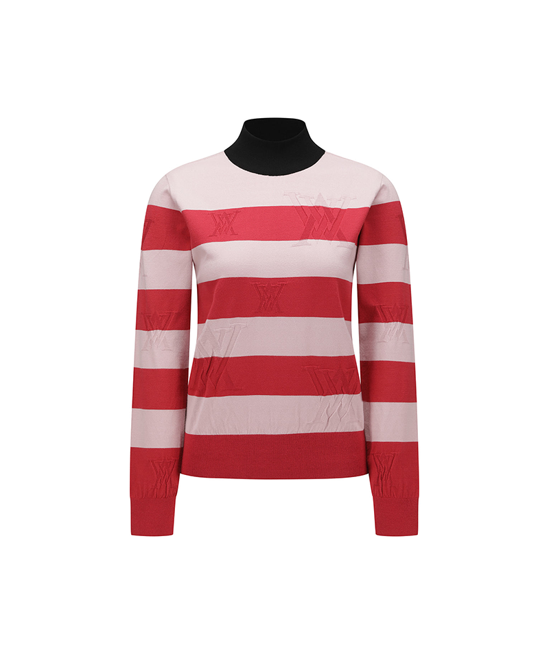 Women's Logo Pattern Turtleneck Sweater - Pink