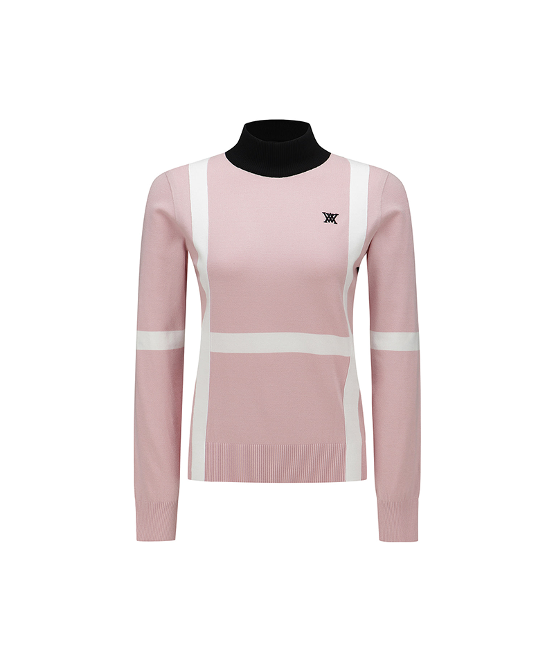 Women's Block Turtleneck Sweater - Pink
