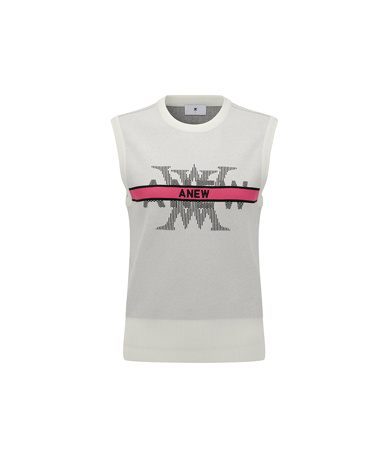 Women's Logo Round Neck Knit Vest - Off White