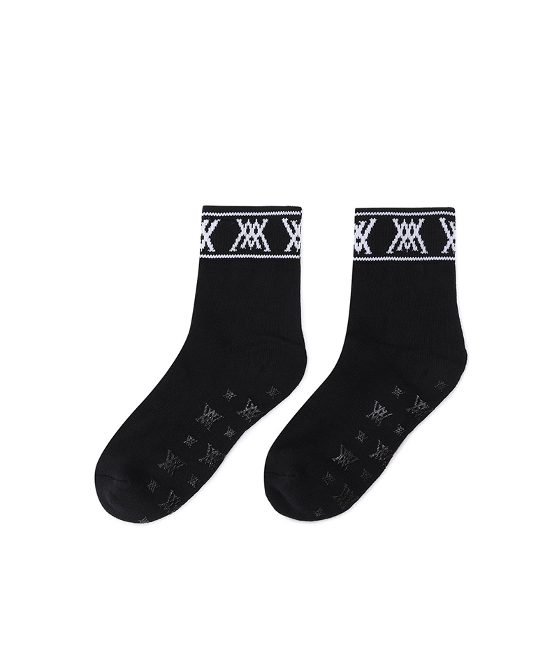 Women's Stripe Logo Middle Socks - Black