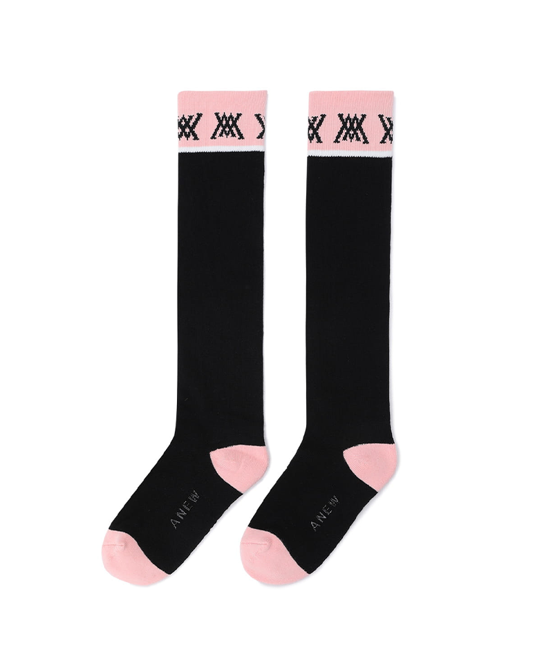 Women's Color Block Knee Socks - Black
