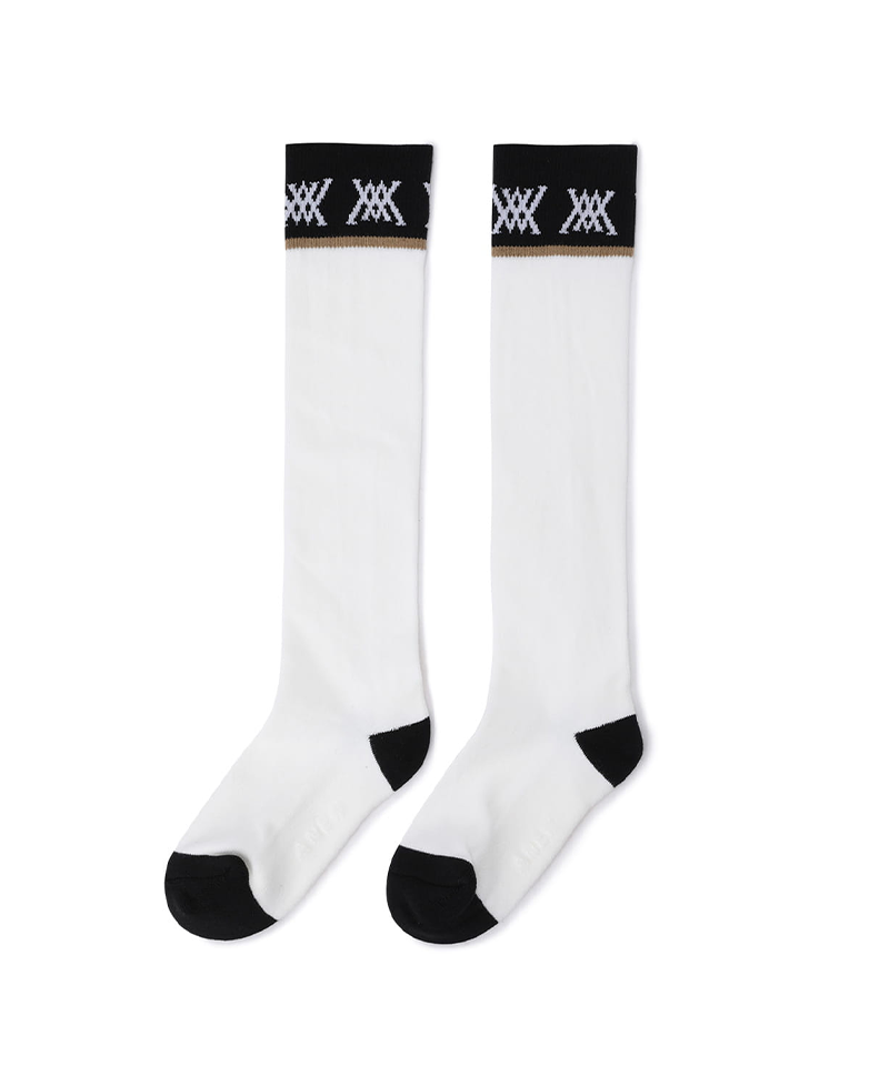 Women's Color Block Knee Socks - White