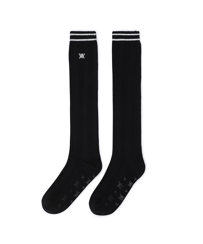 Women's Shiny Knee Socks - Black
