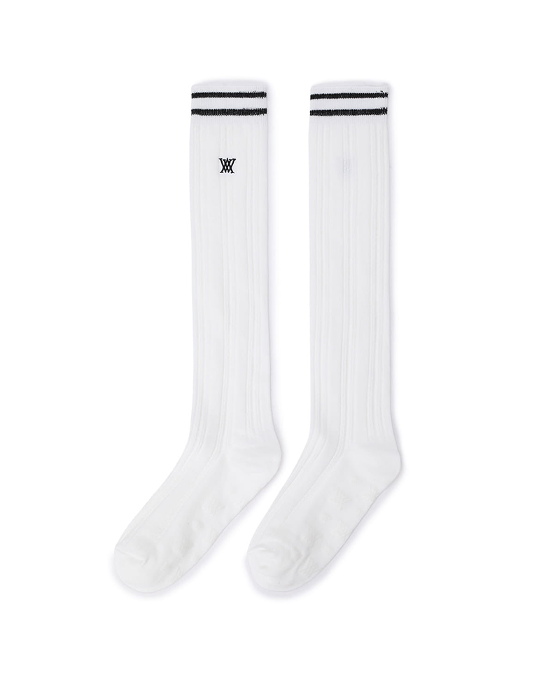 Women's Shiny Knee Socks - White