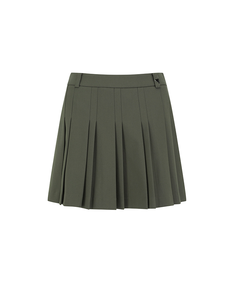 Women's Pleated Skirt - Dark Khaki