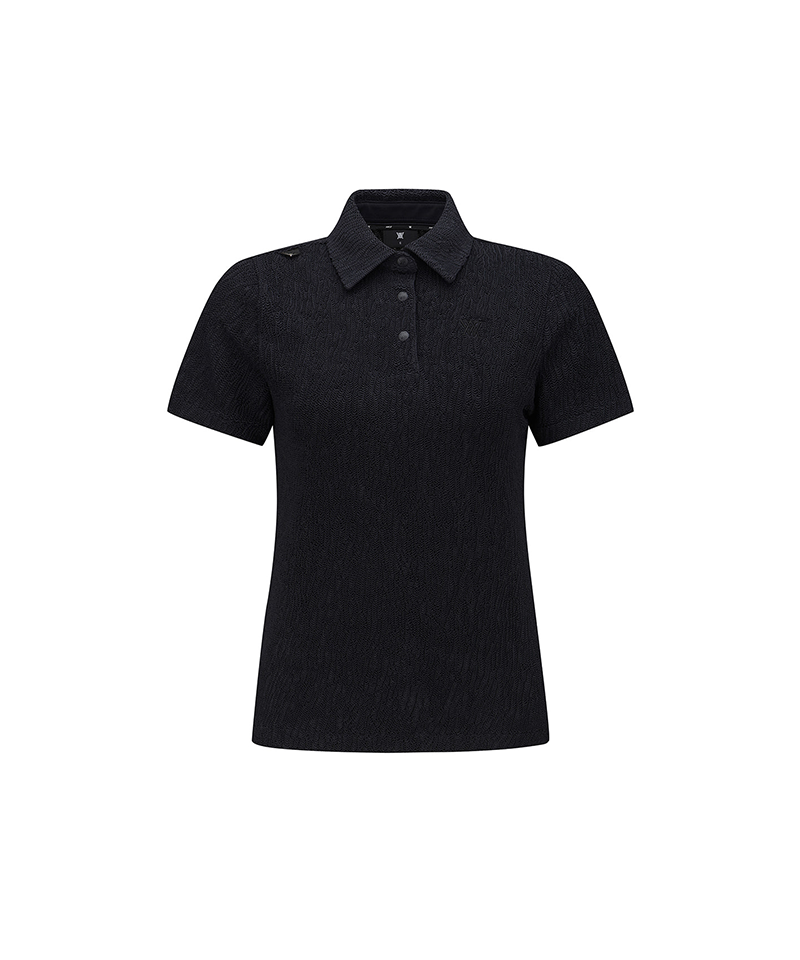 Women's Wave Textured Transition Short Sleeve T-Shirts - Black