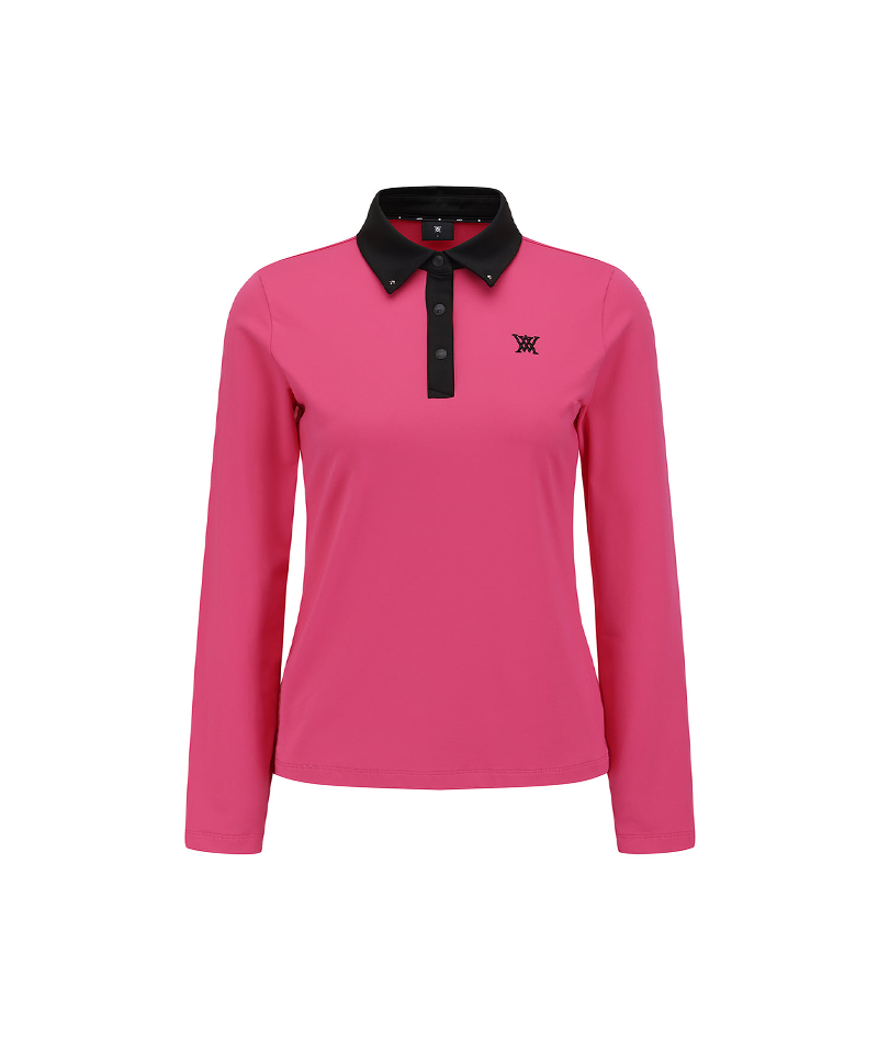 Women's Contrast Collar T-Shirt - Pink