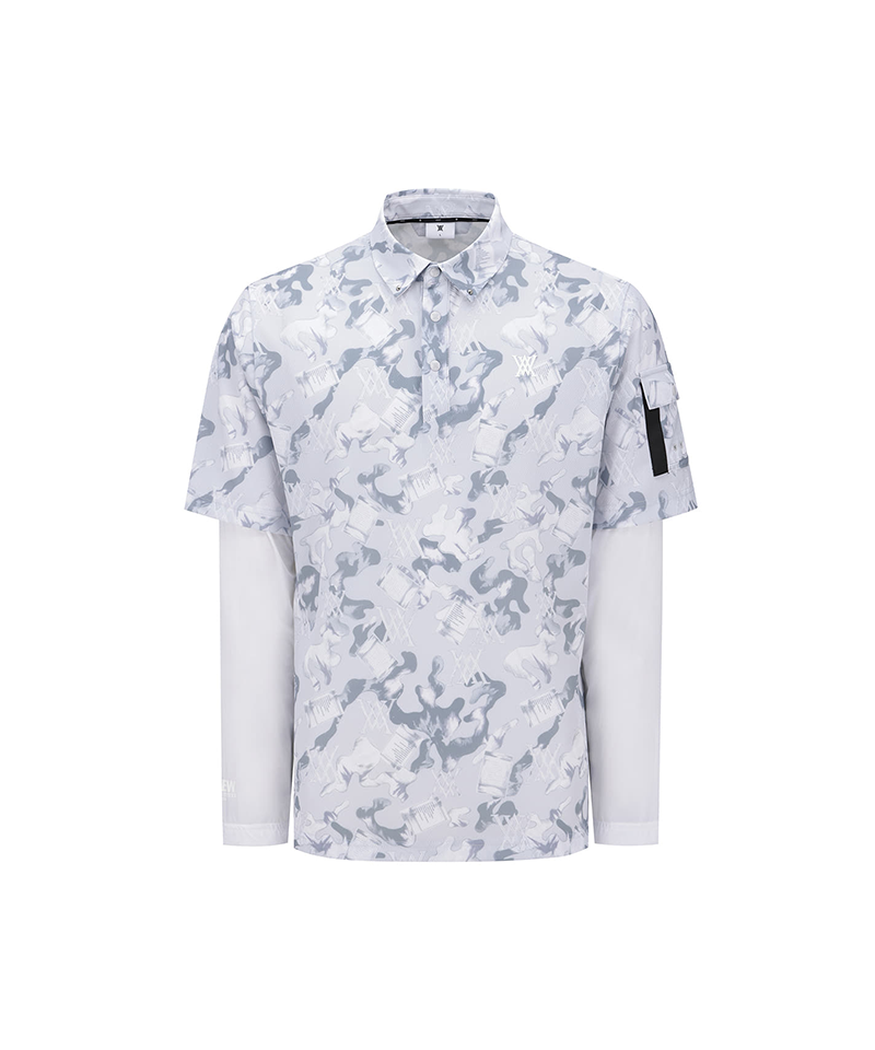 Men's Abstract Layered T-Shirt - White