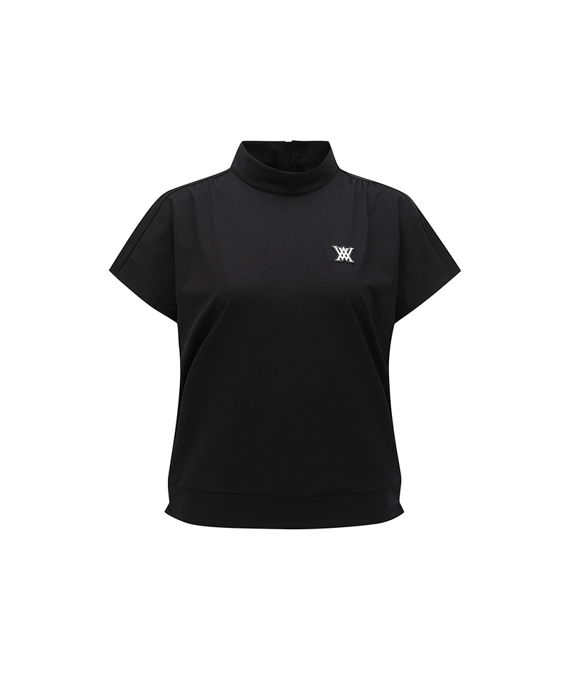 Women's Mock Neck Anorak T-Shirt - Black