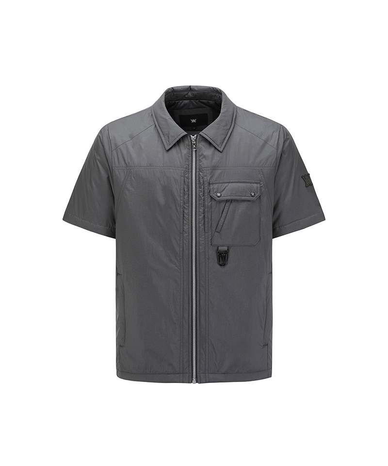 Men's Padded Short Sleeve Shirt Jacket - Dark Grey