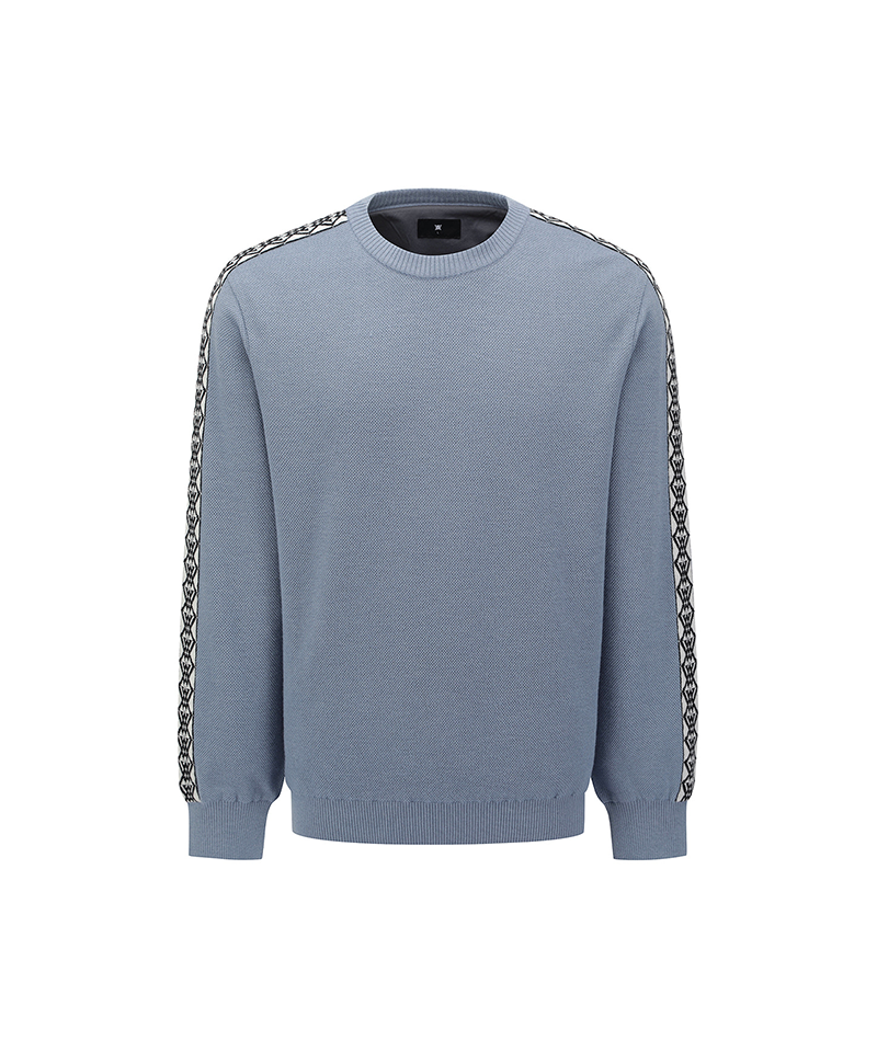 Men's Sleeve Tape Windproof Sweater - Light Blue