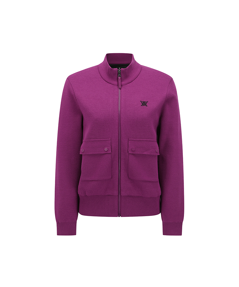 Women's Pocket Patch Sweater Cardigan - Wine