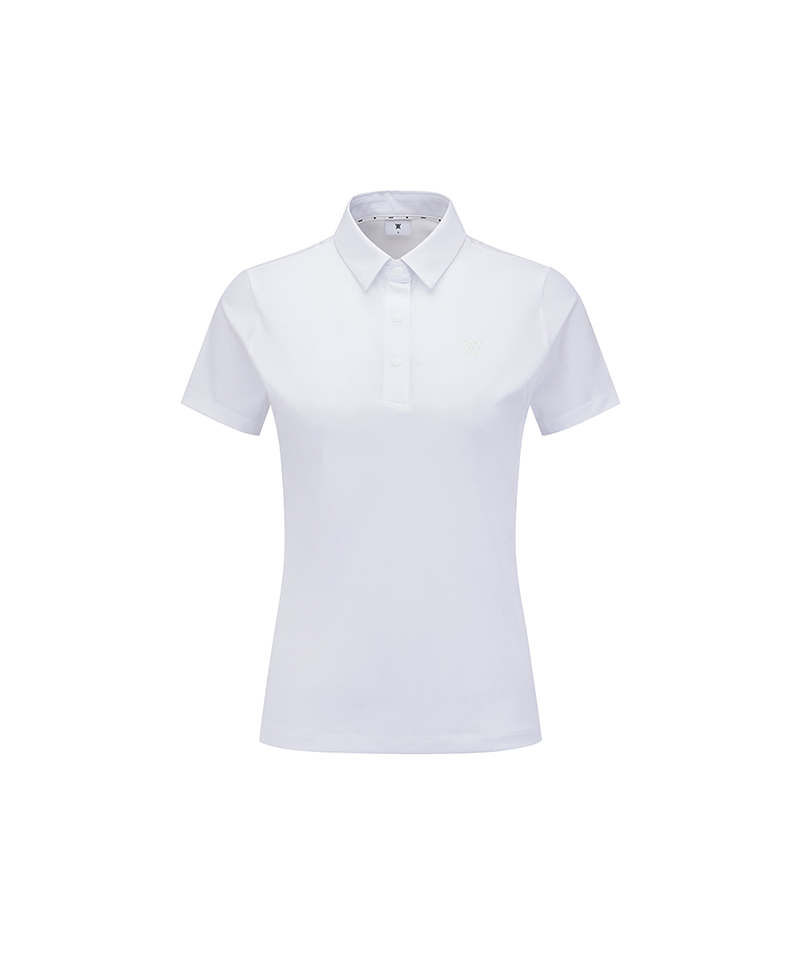 Women's Solid Short Sleeve Collar T-Shirt - White