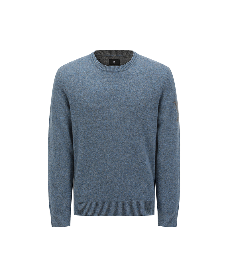 Men's Cashmere Round Sweater - Light Blue