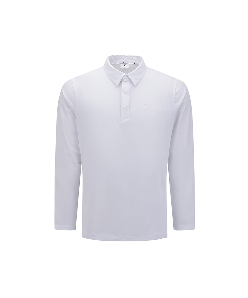 Men's Solid Long Sleeve Collar T-Shirt - White