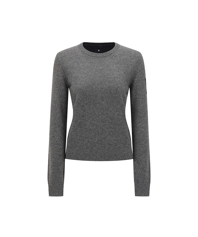 Women's Cashmere Round Sweater - Charcoal Grey
