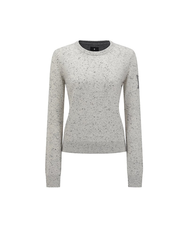 Women's Cashmere Round Sweater - Melange Grey