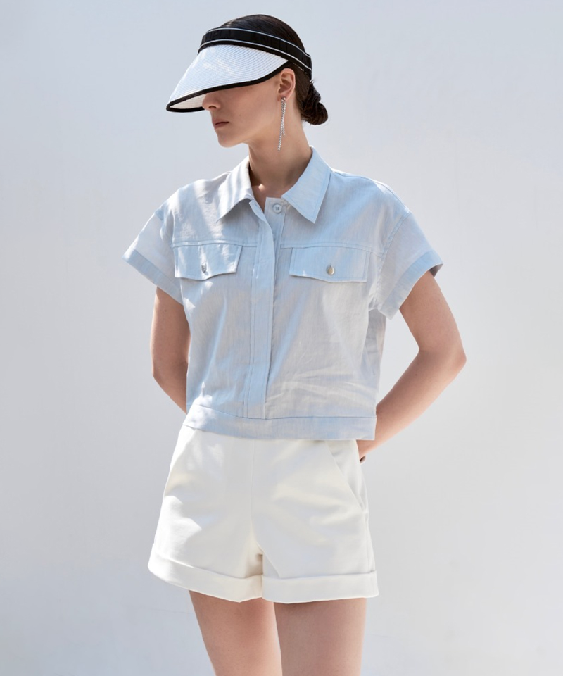 Anell Golf  Cool Linen Golf Shirt - Cool Blue