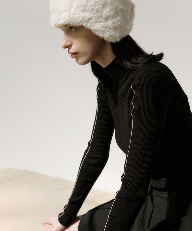 Anell Golf Lin Knit Turtleneck - Black