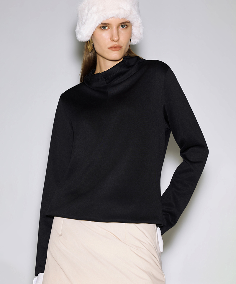 Anell Golf String Neck Turtleneck Shirt - Black