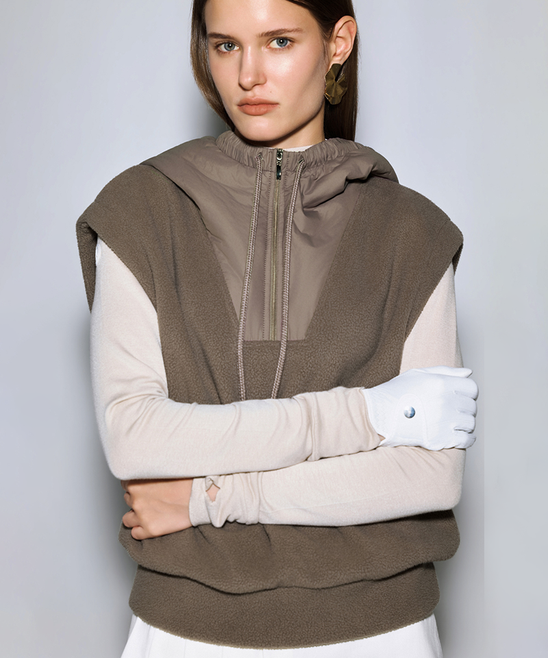 Anell Golf Wind Police Sweatshirt Vest - Taupe Brown
