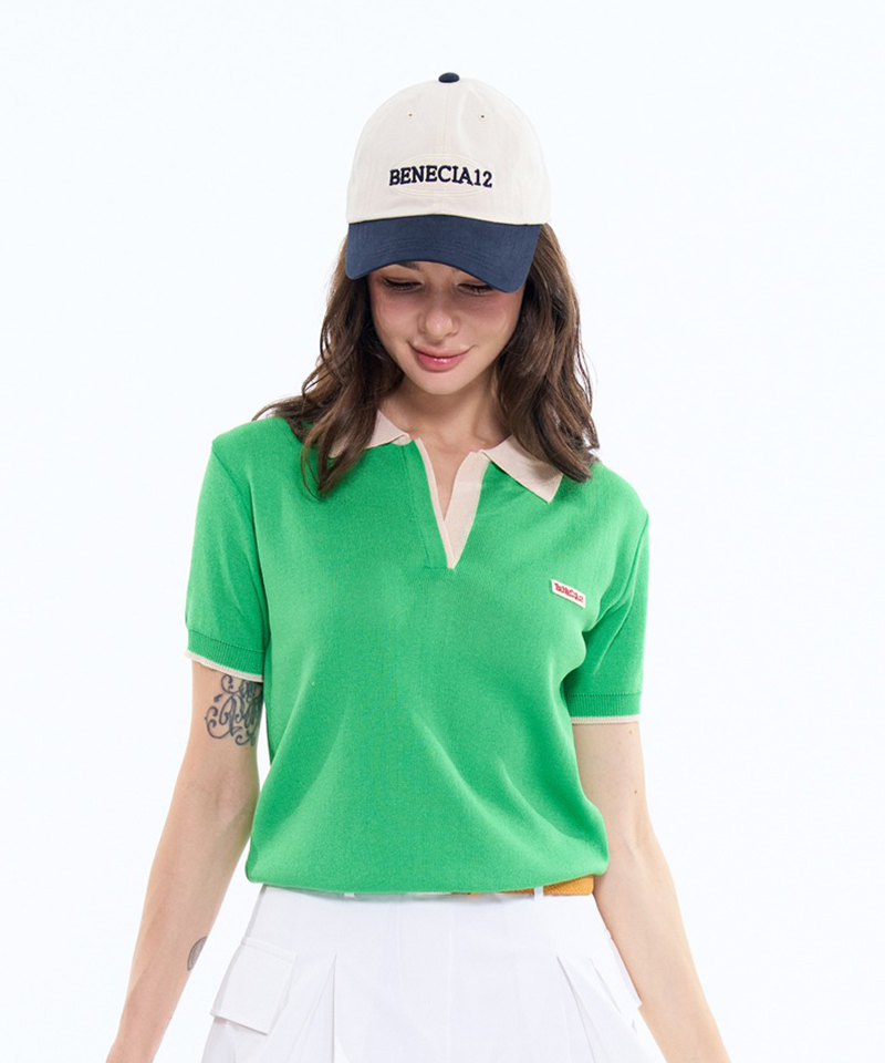 BENECIA 12 Color-Block Collar - Apple Green