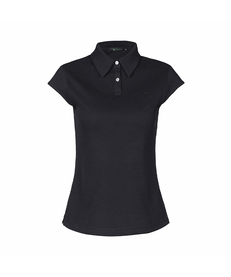 BERMUDA GRASS Basic Cap Sleeve PK T-Shirt - Black