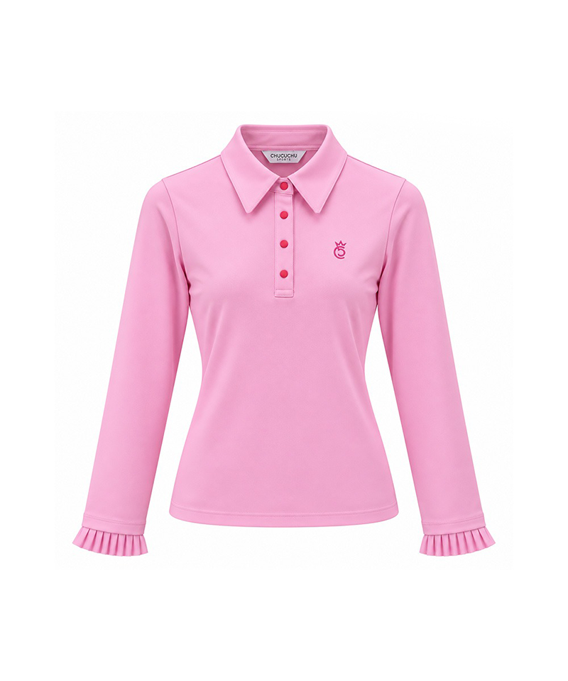 CHUCUCHU Frill Point Collared T-shirt - Pink