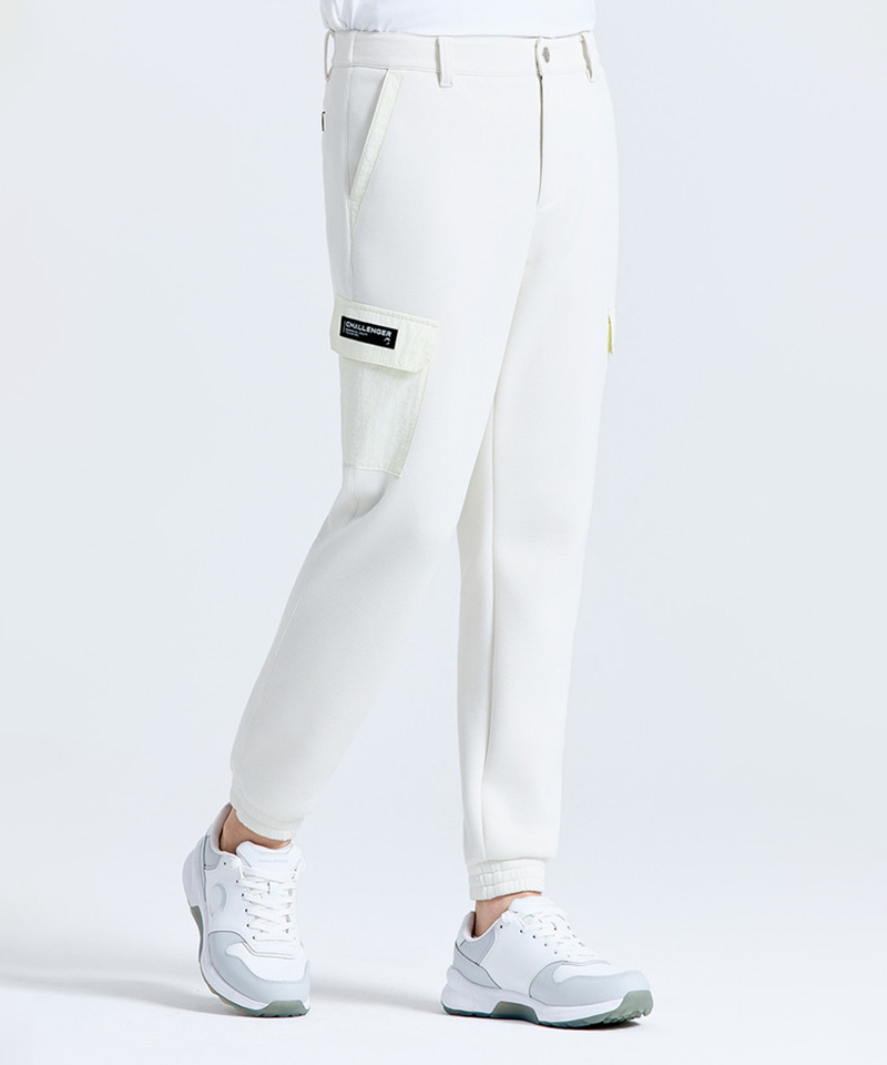 Challenger Men's PQ Woven Cargo Jogger Fit Pants - Cream