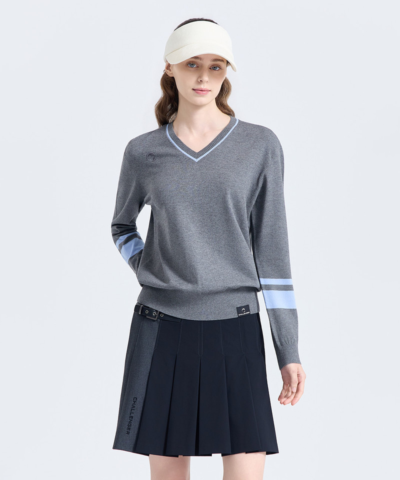 Challenger Women's Sleeveless V-Neck Knit Pullover - Gray