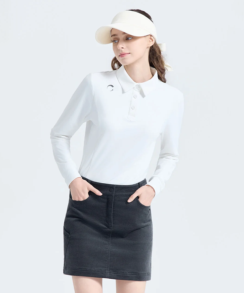 Challenger Women's Coreflex Balloon Sleeve Collared Long Sleeve T-Shirt - Off-White