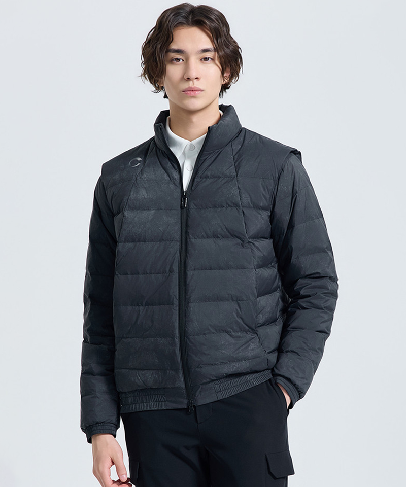 Challenger Men's Shoulder-Free Ombre Lightweight Duck Down Jacket - Grey