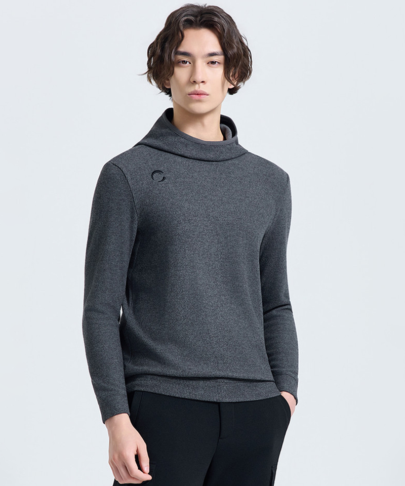 Challenger Men's Coreflex Ribbed Long Sleeve Hoodie - Charcoal