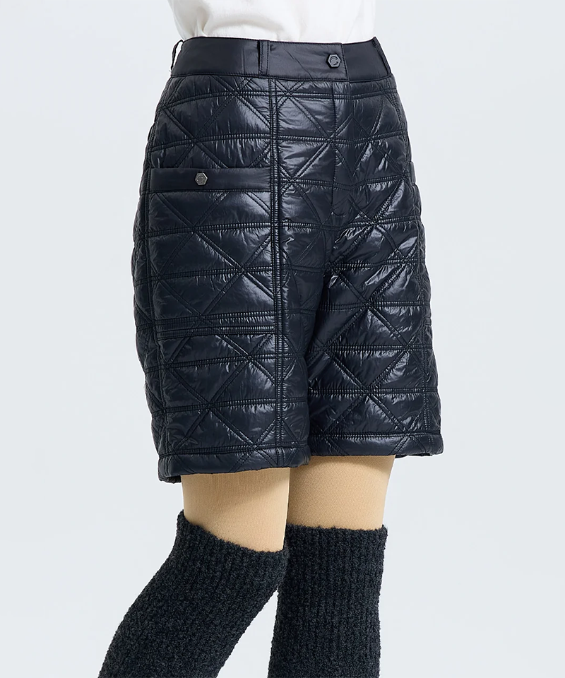 Challenger Women's Diamond Quilted Padded Half Pants - Black