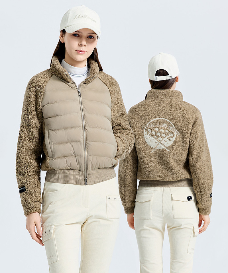 Challenger Women's Coreflex Sheepskin Collar Padded Jacket - Beige