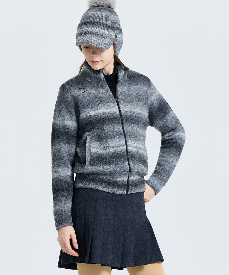 Challenger Women's Gradient Windproof High-Neck Knit Jacket - Gray