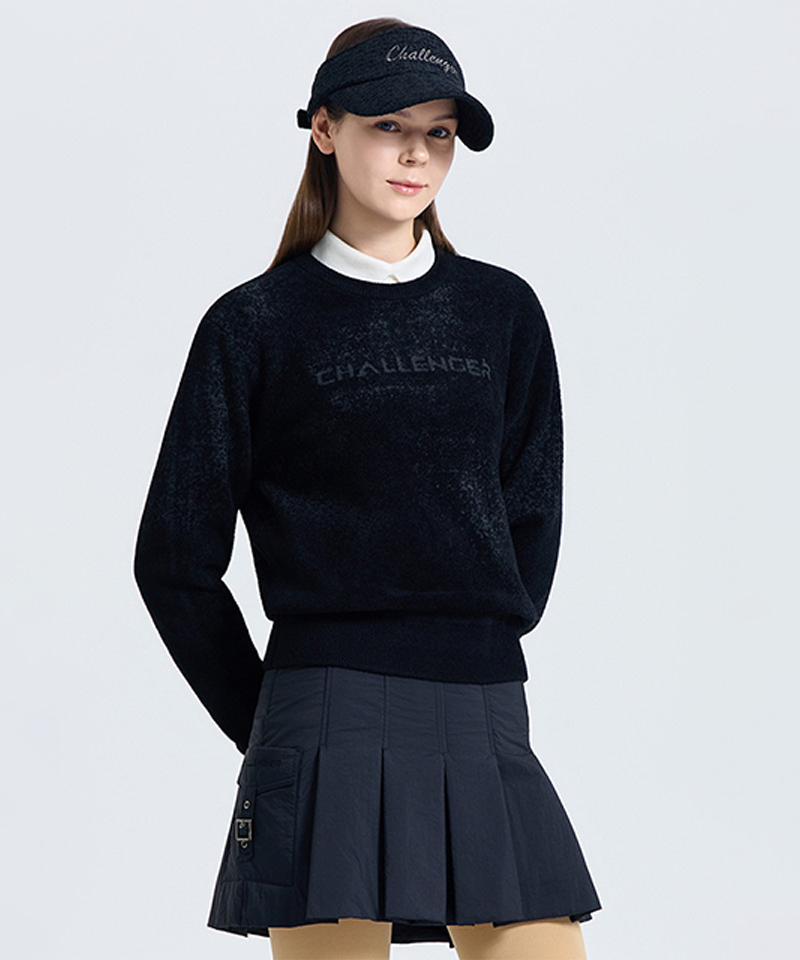 Challenger Women's Windproof Jacquard Round Knit Pullover - Black