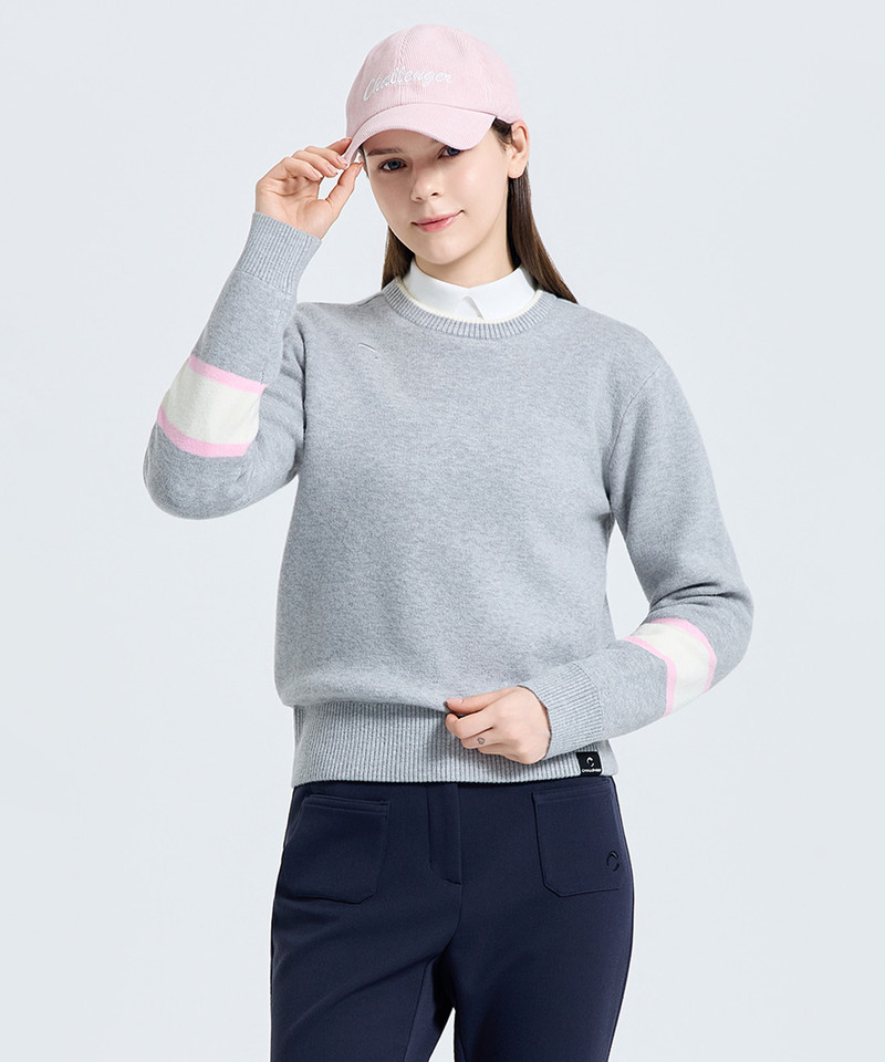 Challenger Women's Windproof Round Knit Pullover Light - Grey