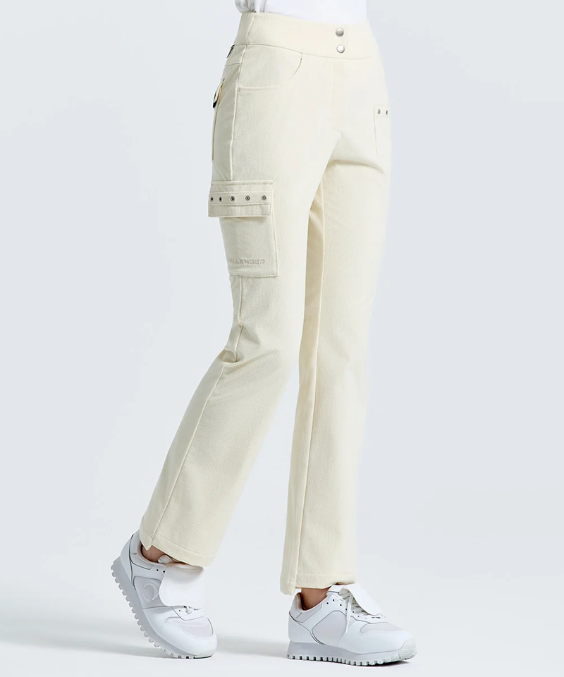 Challenger Women's Corduroy One-Pocket High-Waisted Bootcut Pants - Cream