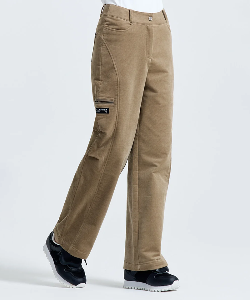 Challenger Women's Diagonal Corduroy Wide Fit Pants - Beige