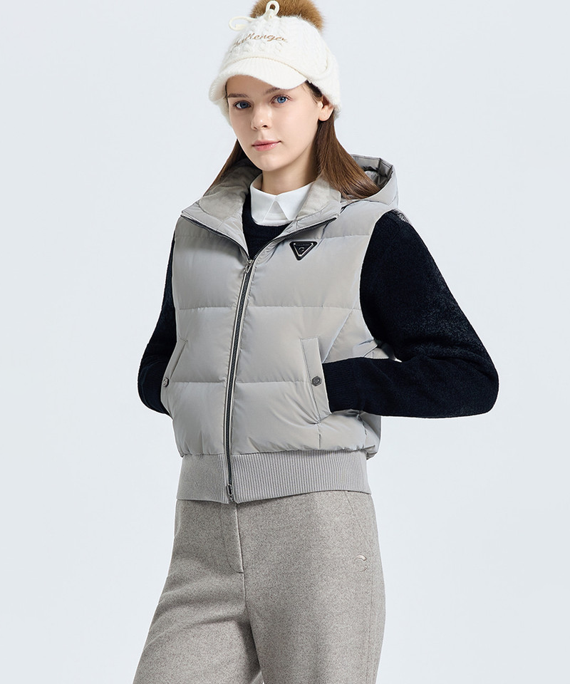 Challenger Women's Detachable Hooded Duck Down Vest - Sand